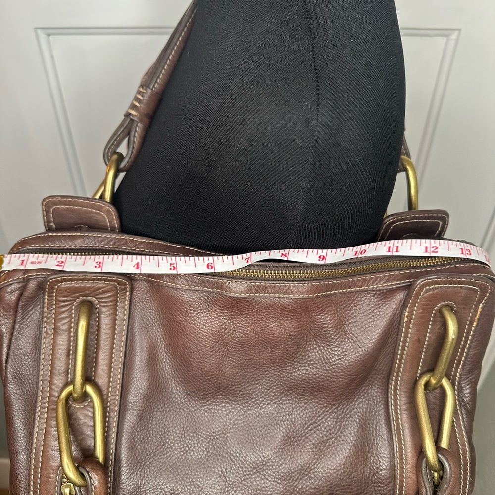 Kate Landry Brown Leather Shoulder Bag with Gold Accents - Picture 10 of 12